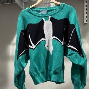 Modcloth Teal and Black Bat Sweater